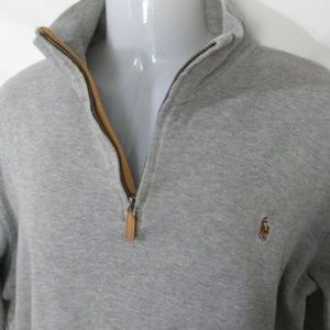 GRAY PULLOVER 1/4" zipper sweater estate rib